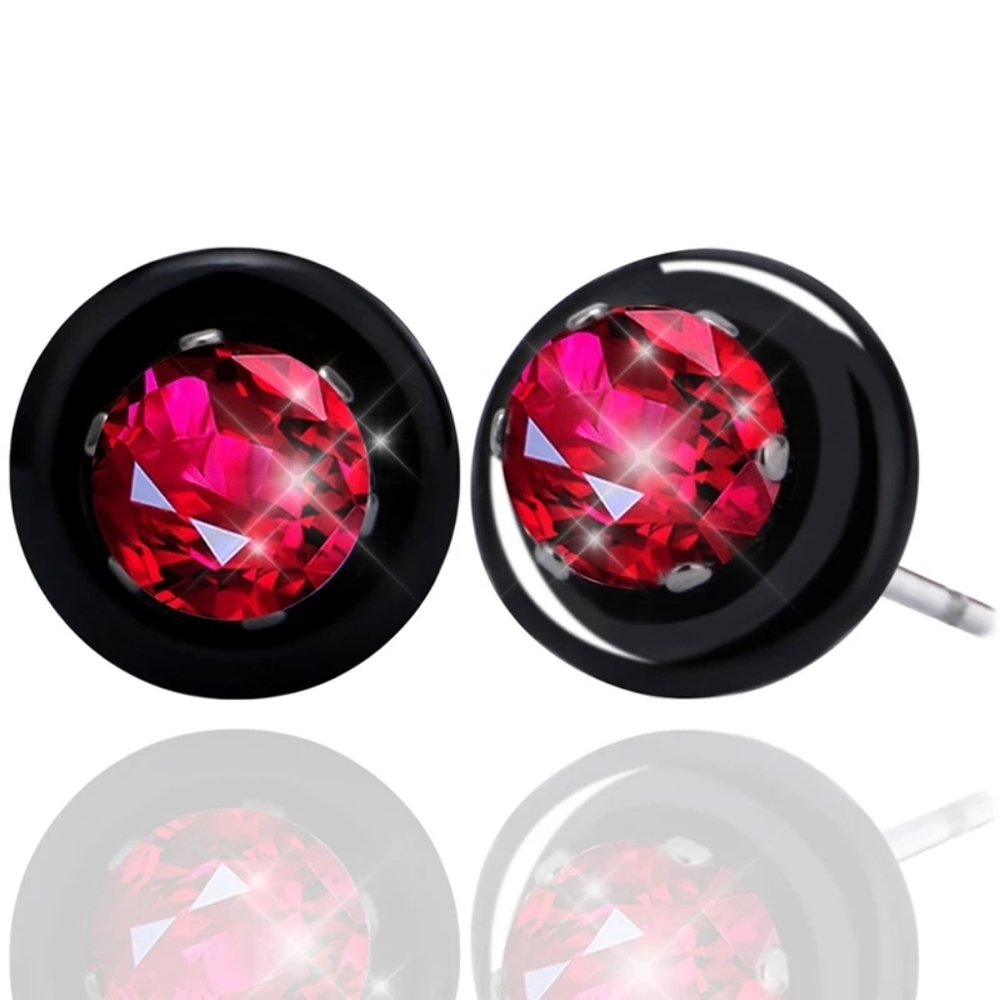 NEW Ceramic 2.75 Carat Red‎ Diamond Stud Earrings